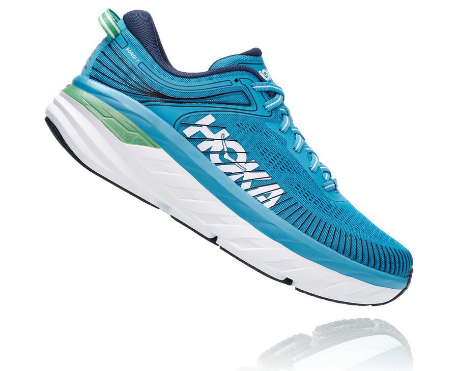 Chaussure Running Hoka One One Bondi 7 Homme - Bleu/Blanche - GWN-670924